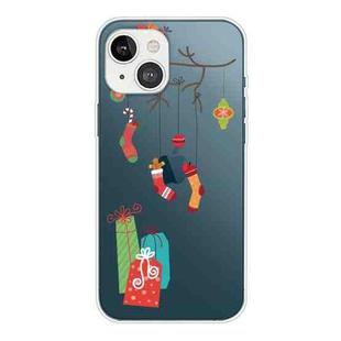 Christmas Series Transparent TPU Protective Case For iPhone 13(Black Tree Gift)