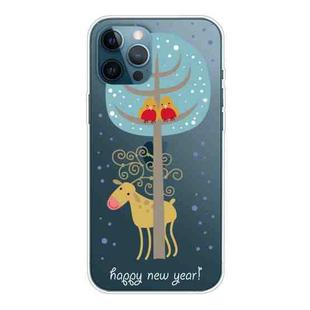For iPhone 13 Pro Christmas Series Transparent TPU Protective Case (Lovers and Deer)