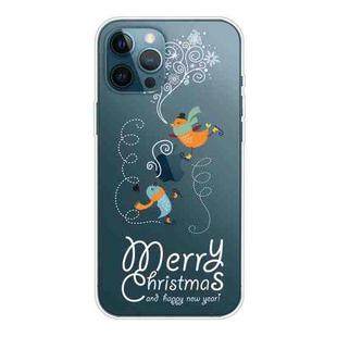 For iPhone 13 Pro Christmas Series Transparent TPU Protective Case (Skiing Bird)