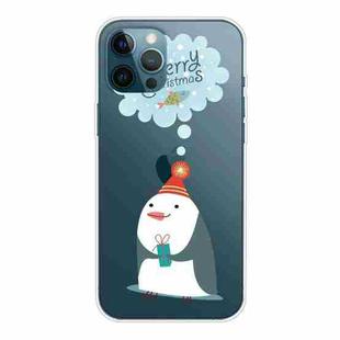 For iPhone 13 Pro Max Christmas Series Transparent TPU Protective Case (Penguin)