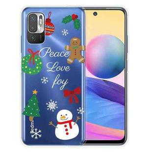 For Xiaomi Redmi Note 10 5G Christmas Series Transparent TPU Protective Case(Simple Snowman)