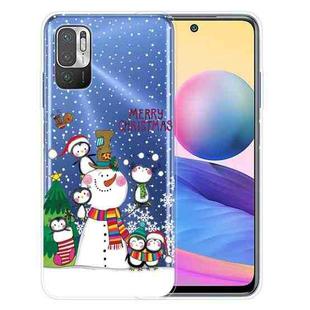 For Xiaomi Redmi Note 10 5G Christmas Series Transparent TPU Protective Case(Penguin Family)