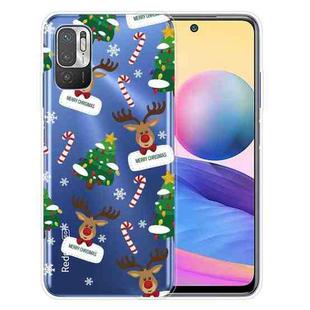For Xiaomi Redmi Note 10 5G Christmas Series Transparent TPU Protective Case(Cane Deer)