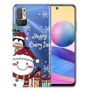 For Xiaomi Redmi Note 10 5G Christmas Series Transparent TPU Protective Case(Cute Penguin Snowman)