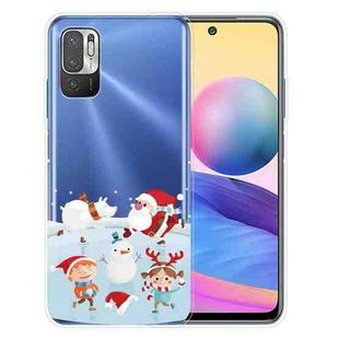 For Xiaomi Redmi Note 10 5G Christmas Series Transparent TPU Protective Case(Snow Entertainment)