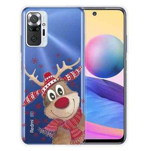 For Xiaomi Redmi Note 10 Pro 4G Christmas Series Transparent TPU Protective Case(Smiley Deer)