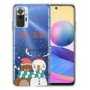 For Xiaomi Redmi Note 10 Pro 4G Christmas Series Transparent TPU Protective Case(Take Picture Bear Snowman)