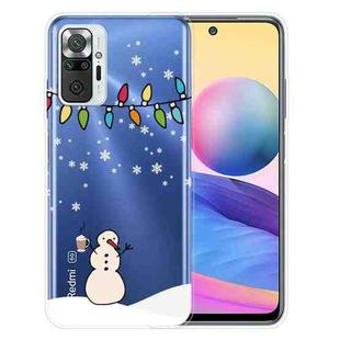 For Xiaomi Redmi Note 10 Pro 4G Christmas Series Transparent TPU Protective Case(Milk Tea Snowman)