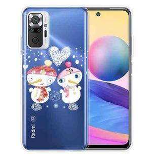 For Xiaomi Redmi Note 10 Pro 4G Christmas Series Transparent TPU Protective Case(Couple Snowman)