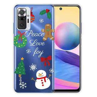 For Xiaomi Redmi Note 10 Pro 4G Christmas Series Transparent TPU Protective Case(Simple Snowman)