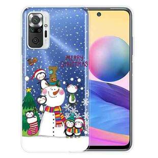 For Xiaomi Redmi Note 10 Pro 4G Christmas Series Transparent TPU Protective Case(Penguin Family)