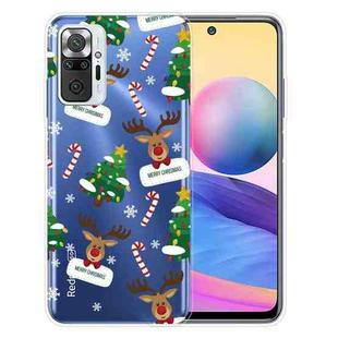 For Xiaomi Redmi Note 10 Pro 4G Christmas Series Transparent TPU Protective Case(Cane Deer)