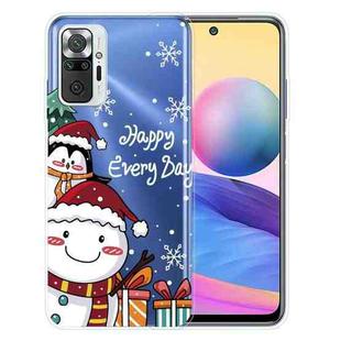 For Xiaomi Redmi Note 10 Pro 4G Christmas Series Transparent TPU Protective Case(Cute Penguin Snowman)