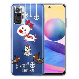 For Xiaomi Redmi Note 10 Pro 4G Christmas Series Transparent TPU Protective Case(Trojan Bear Deer)