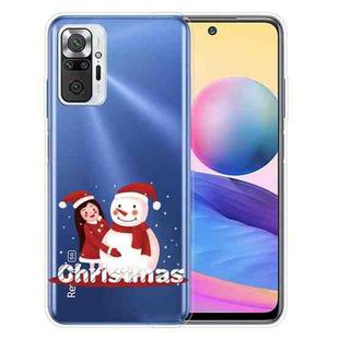 For Xiaomi Redmi Note 10 Pro 4G Christmas Series Transparent TPU Protective Case(Girl Snowman)
