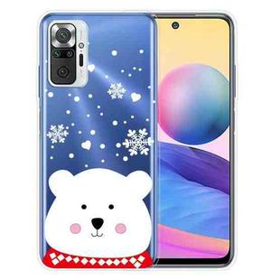 For Xiaomi Redmi Note 10 Pro 4G Christmas Series Transparent TPU Protective Case(Chubby White Bear)