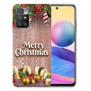 For Xiaomi Redmi 10 5G Christmas Series Transparent TPU Protective Case(Christmas Balls)