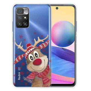 For Xiaomi Redmi 10 5G Christmas Series Transparent TPU Protective Case(Smiley Deer)