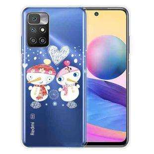 For Xiaomi Redmi 10 5G Christmas Series Transparent TPU Protective Case(Couple Snowman)