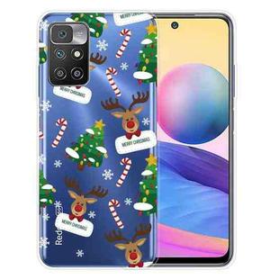 For Xiaomi Redmi 10 5G Christmas Series Transparent TPU Protective Case(Cane Deer)