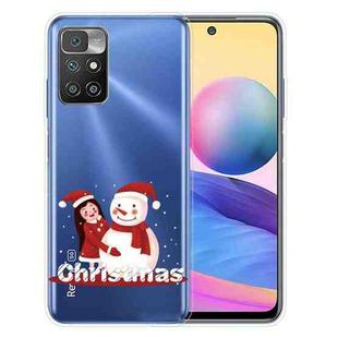 For Xiaomi Redmi 10 5G Christmas Series Transparent TPU Protective Case(Girl Snowman)