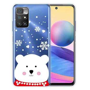 For Xiaomi Redmi 10 5G Christmas Series Transparent TPU Protective Case(Chubby White Bear)