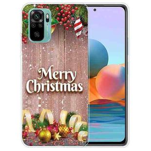 For Xiaomi Redmi Note 10 4G Christmas Series Transparent TPU Protective Case(Christmas Balls)