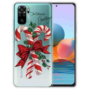 For Xiaomi Redmi Note 10 4G Christmas Series Transparent TPU Protective Case(Big Crutch)