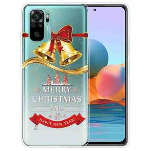 For Xiaomi Redmi Note 10 4G Christmas Series Transparent TPU Protective Case(Golden Bell)