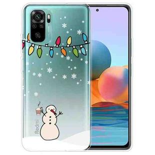 For Xiaomi Redmi Note 10 4G Christmas Series Transparent TPU Protective Case(Milk Tea Snowman)