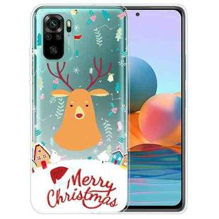 For Xiaomi Redmi Note 10 4G Christmas Series Transparent TPU Protective Case(Christmas Ugly Deer)