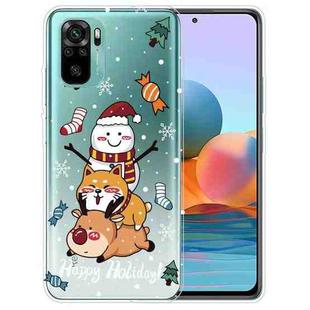 For Xiaomi Redmi Note 10 4G Christmas Series Transparent TPU Protective Case(Stacked Doll)