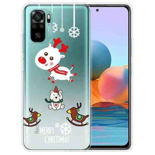 For Xiaomi Redmi Note 10 4G Christmas Series Transparent TPU Protective Case(Trojan Bear Deer)