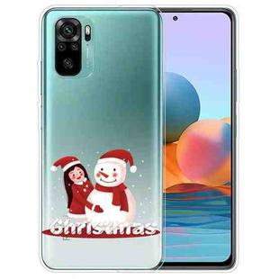 For Xiaomi Redmi Note 10 4G Christmas Series Transparent TPU Protective Case(Girl Snowman)