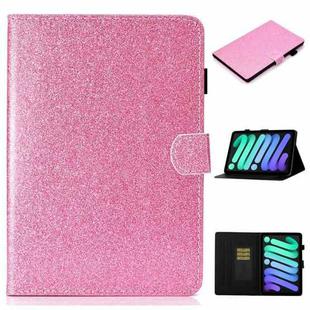 For iPad mini 6 Glossy Glitter Powder Horizontal Flip Leather Tablet Case with Holder & Card Slot & Sleep / Wake-up Function(Pink)