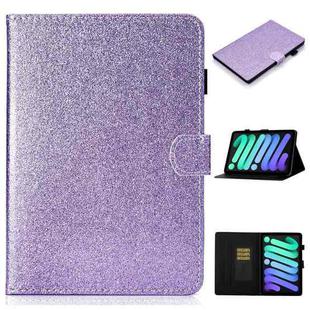 For iPad mini 6 Glossy Glitter Powder Horizontal Flip Leather Tablet Case with Holder & Card Slot & Sleep / Wake-up Function(Purple)