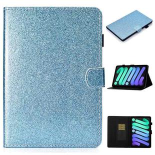For iPad mini 6 Glossy Glitter Powder Horizontal Flip Leather Tablet Case with Holder & Card Slot & Sleep / Wake-up Function(Blue)