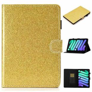 For iPad mini 6 Glossy Glitter Powder Horizontal Flip Leather Tablet Case with Holder & Card Slot & Sleep / Wake-up Function(Gold)