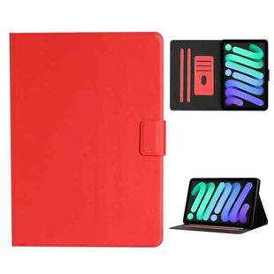 For iPad mini 6 Pure Color Horizontal Flip Leather Tablet Case with Card Slots & Holder & Sleep / Wake-up Function(Red)