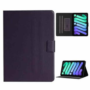 For iPad mini 6 Pure Color Horizontal Flip Leather Tablet Case with Card Slots & Holder & Sleep / Wake-up Function(Purple)