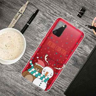 For Samsung Galaxy A02s Christmas Series Transparent TPU Protective Case(Take Picture Bear Snowman)