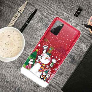 For Samsung Galaxy A02s Christmas Series Transparent TPU Protective Case(Penguin Family)
