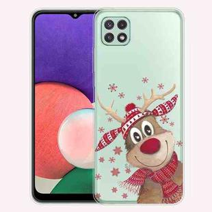 For Samsung Galaxy A22 5G Christmas Series Transparent TPU Protective Case(Smiley Deer)