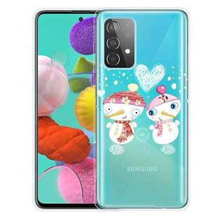 For Samsung Galaxy A32 Christmas Series Transparent TPU Protective Case(Couple Snowman)