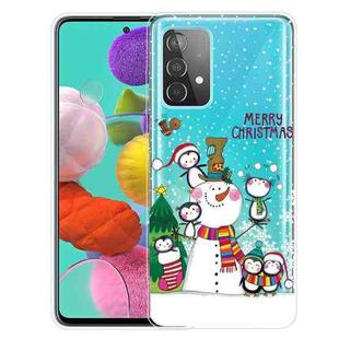 For Samsung Galaxy A32 Christmas Series Transparent TPU Protective Case(Penguin Family)