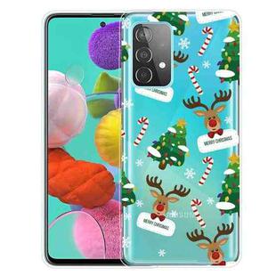 For Samsung Galaxy A32 Christmas Series Transparent TPU Protective Case(Cane Deer)