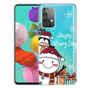 For Samsung Galaxy A32 Christmas Series Transparent TPU Protective Case(Cute Penguin Snowman)