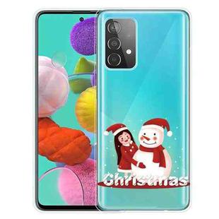 For Samsung Galaxy A32 Christmas Series Transparent TPU Protective Case(Girl Snowman)