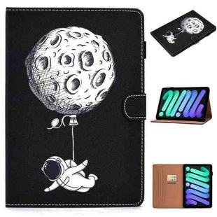 For iPad mini 6 Pure Color Painting Horizontal Flip Leather Tablet Case with Card Slots & Holder & Lanyard & Sleep / Wake-up Function(Spaceman)