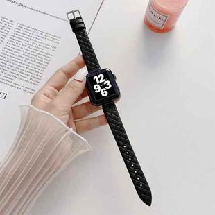 Checkered Leather Watch Band Watch Band For Apple Watch Series 7 41mm/6&SE&5&4 40mm/3&2&1 38mm(Black)